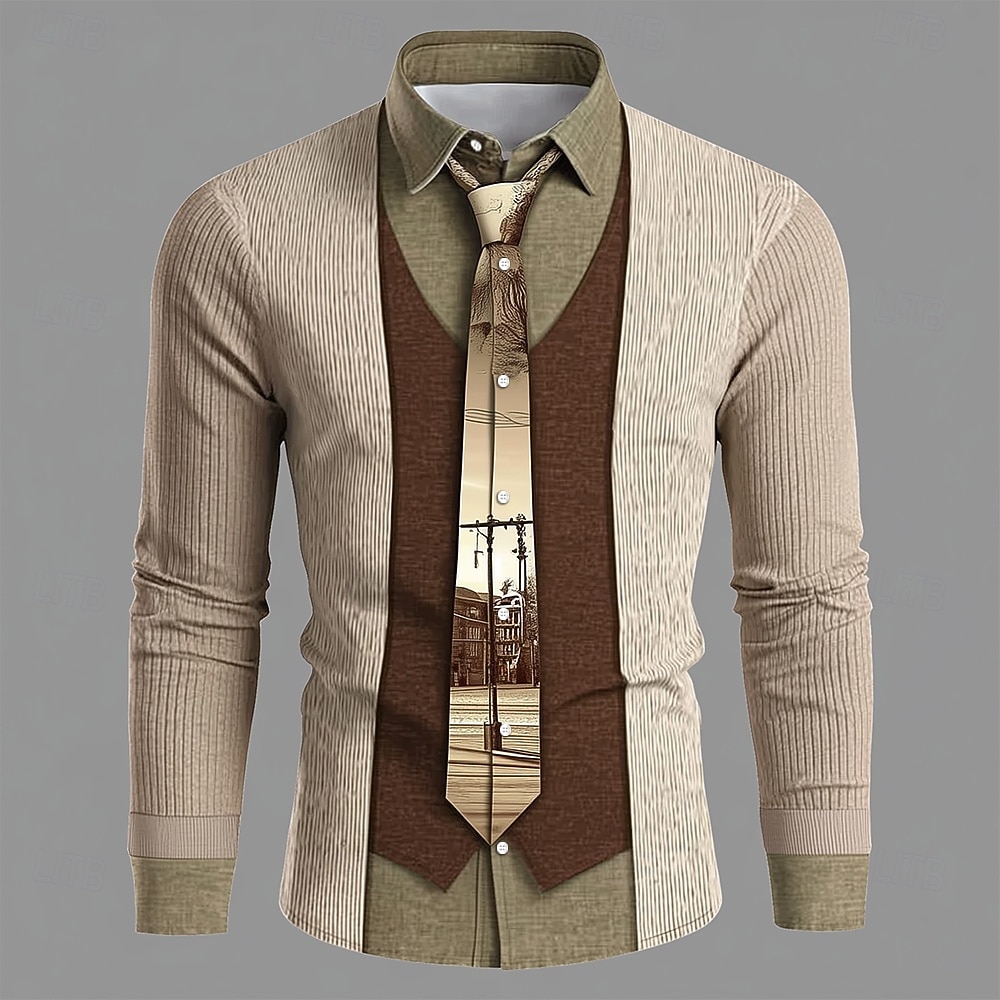 Unique Men'S Formal Wear - Men's 3D fake coat print long