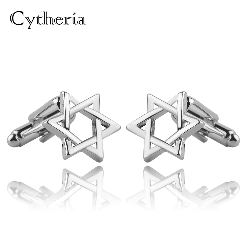 Dress Shirt French Cuff - Hexagonal star Cufflinks For Mens Trendy