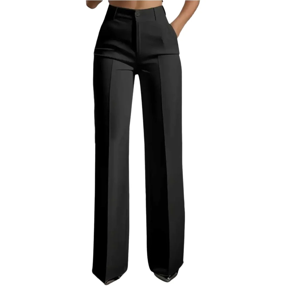 Dress Pant Flat Front - Women's High Waisted Wide Leg Dress