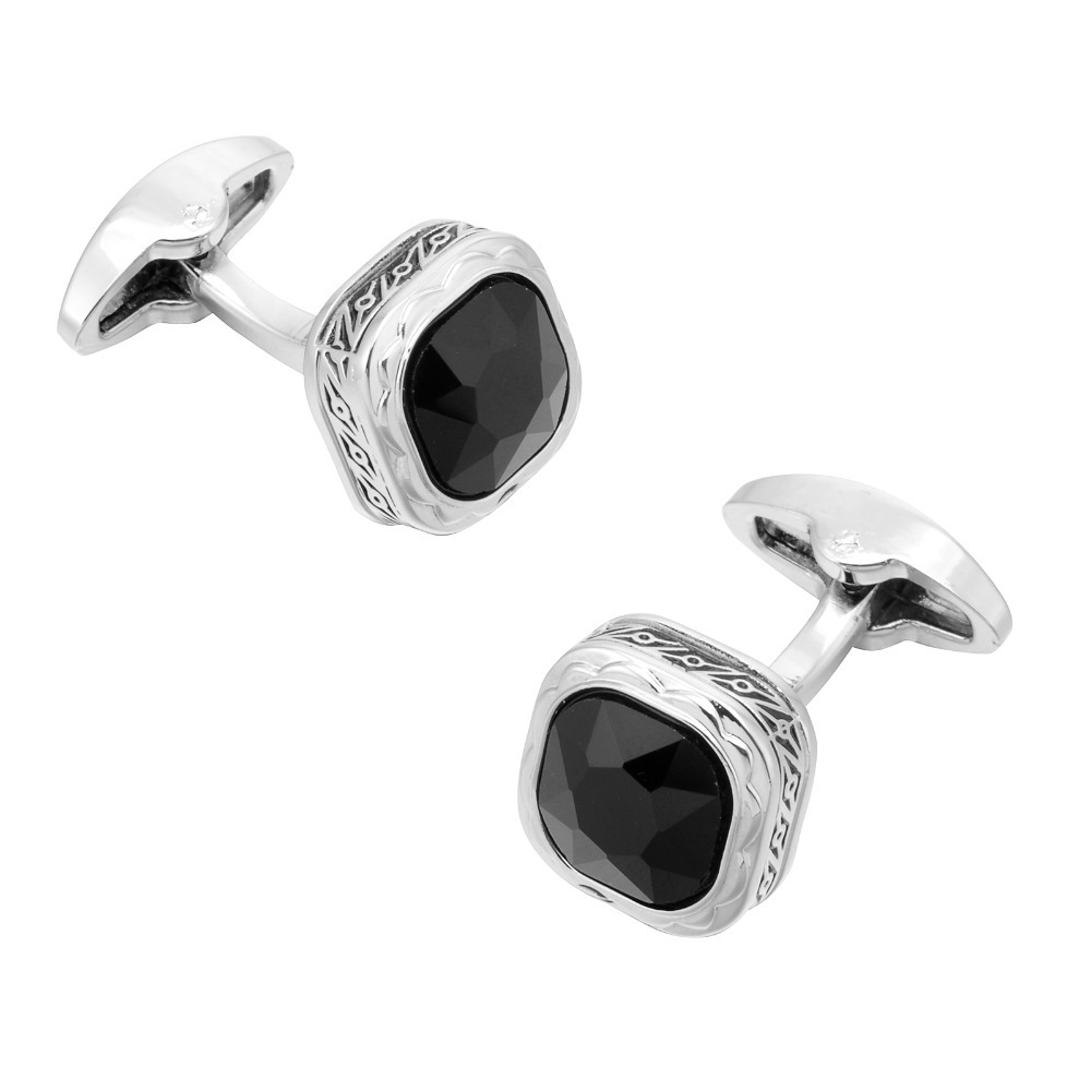 Black Gemstone French Cufflink - огляд і ціна Dress Shirt French Cuff