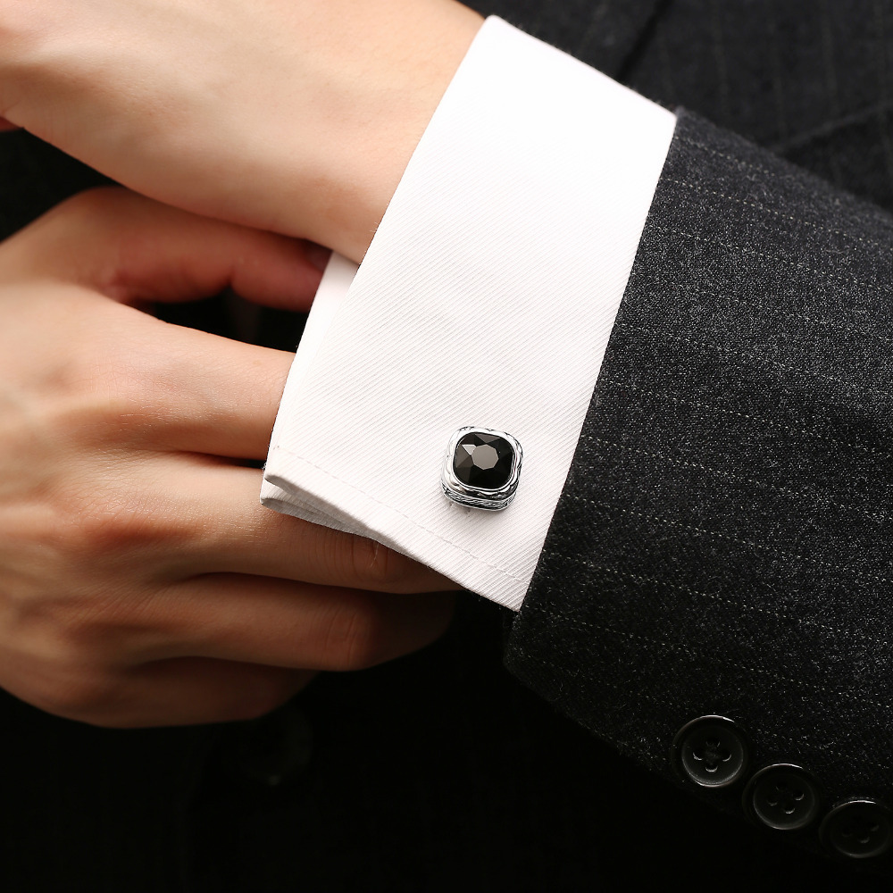 Black Gemstone French Cufflink - огляд і ціна Dress Shirt French Cuff