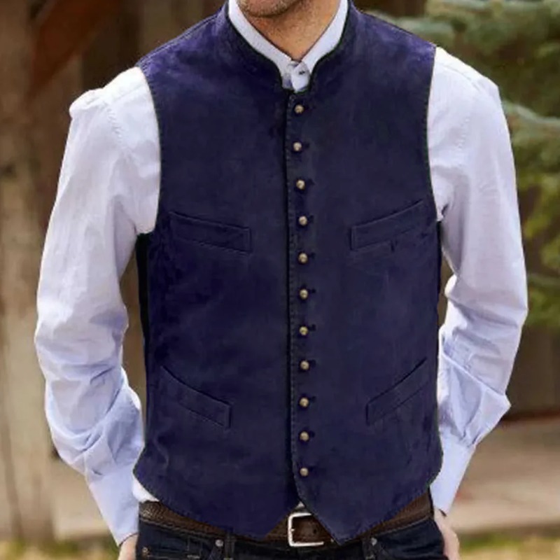 Men Vest Coffee Suede Velvet S - огляд і ціна Formal Vest Waistcoat