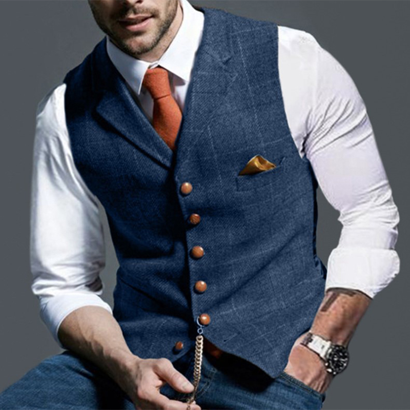 Fashion Men's Vests Lapel Twee - огляд і ціна Formal Vest Waistcoat