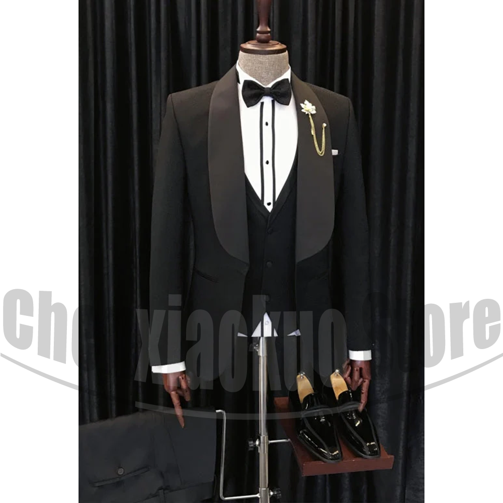 Black Men Suits Chic Shawl Lap - огляд і ціна Men Formal Wear 2025