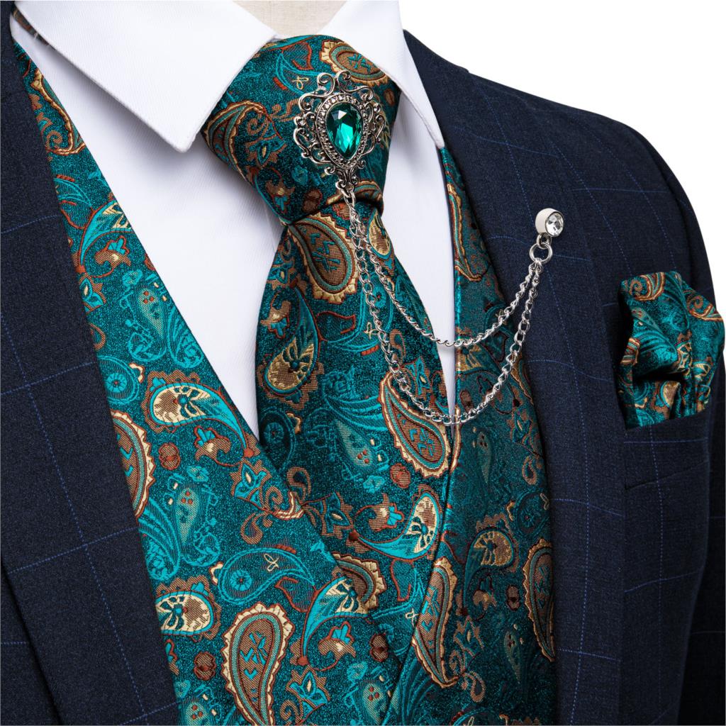 New Teal Green Paisley Formal  - огляд і ціна Formal Vest Waistcoat