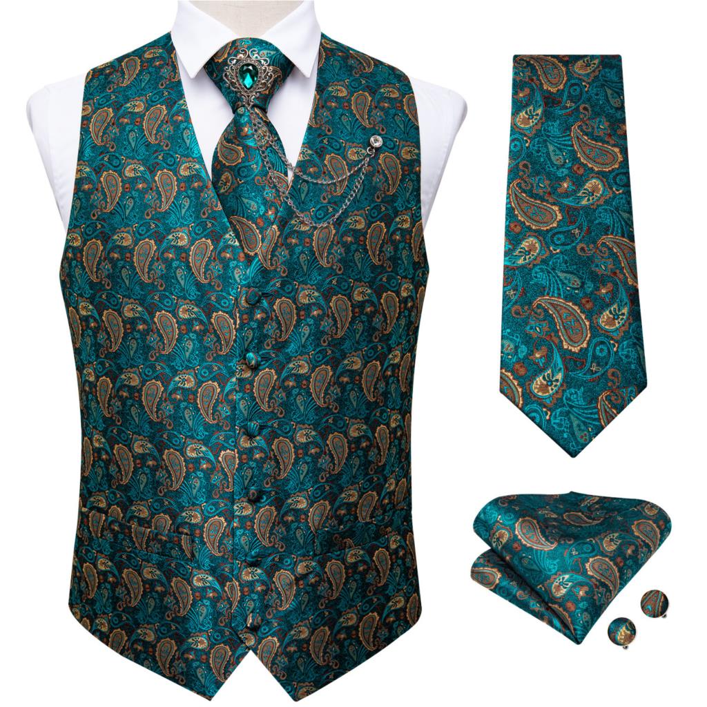 New Teal Green Paisley Formal  - огляд і ціна Formal Vest Waistcoat
