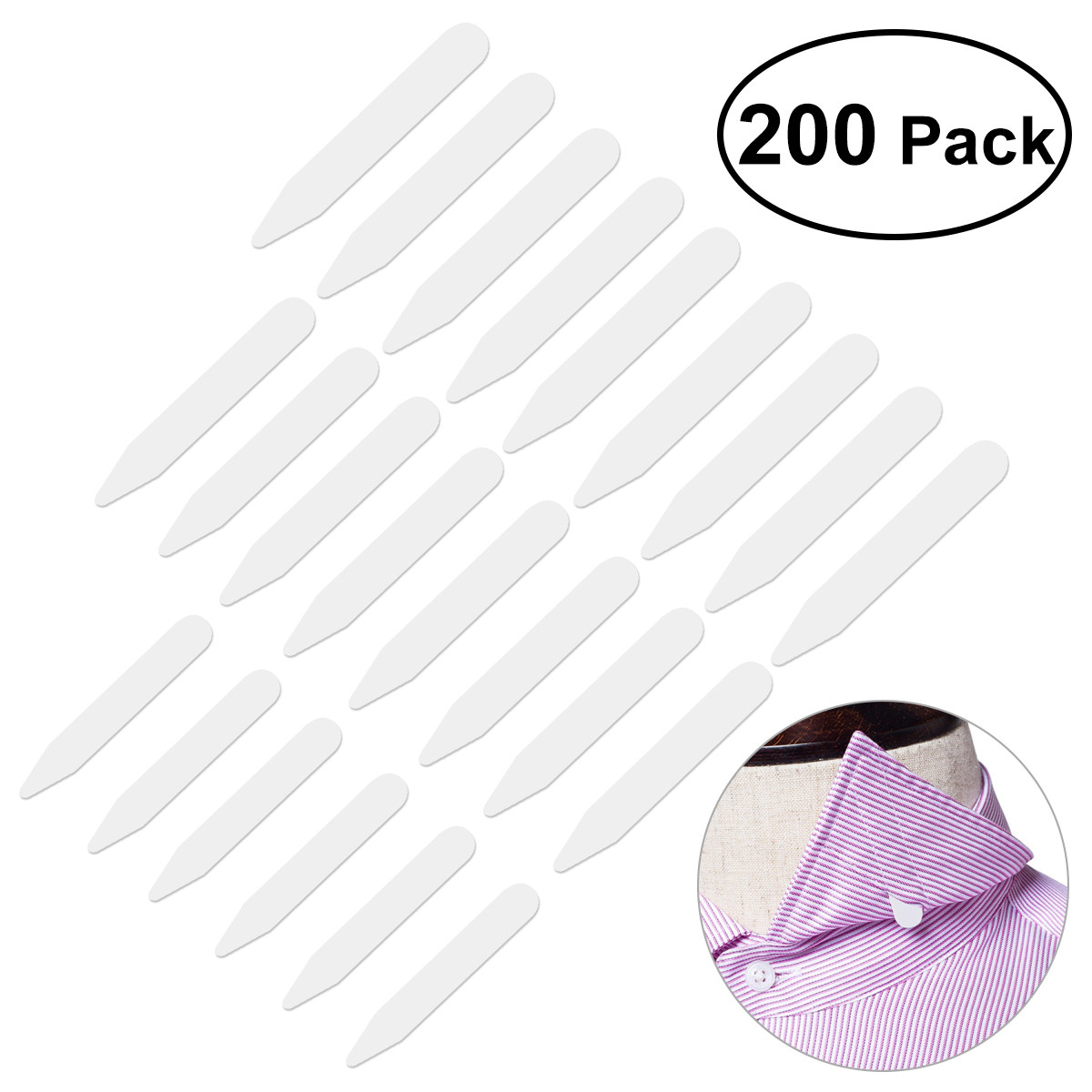 200pcs White Nylon Stays 5Cm 6 - огляд і ціна Collar Stay Metal