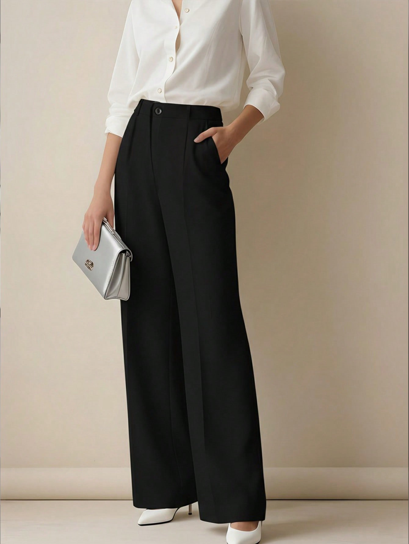 Women's High Waisted Wide Leg  - огляд і ціна Dress Pant Flat Front