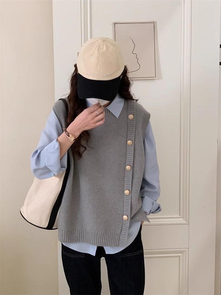 Round O Neck Knit Vests For Wo - огляд і ціна Formal Vest Waistcoat